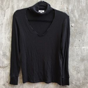 LNA open-chest turtle neck in black